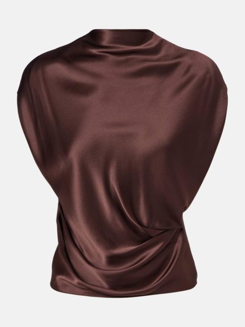 Draped silk satin top
