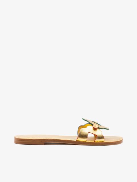 Margherita Slide In Metallic Gold Leather