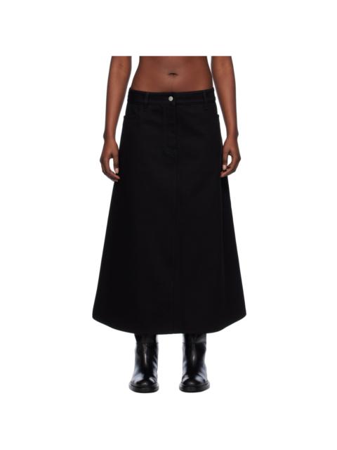 Black A-Line Denim Maxi Skirt