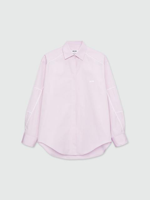 Pink poplin shirt with contrasting piping