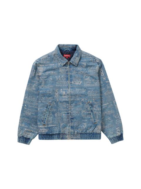 Supreme Checks Embroidered Denim Jacket Blue