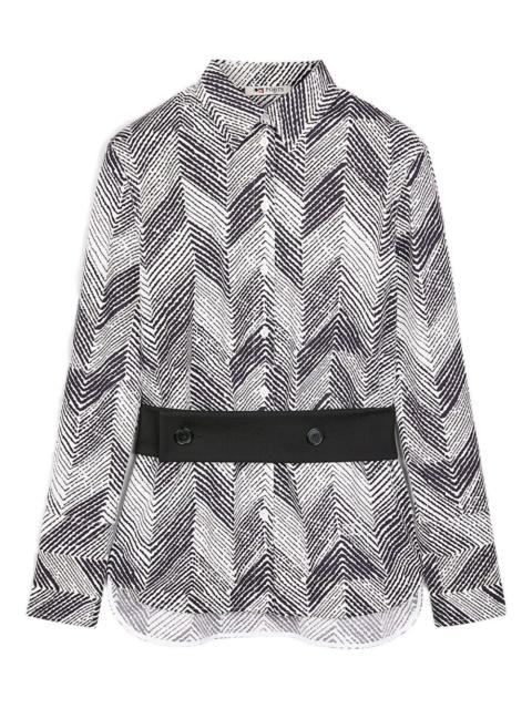 chevron-patterned belted shirt