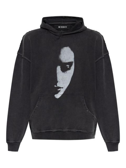 face-print studded hoodie