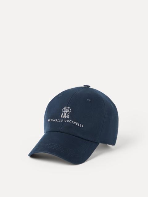 Garment-dyed twisted cotton gabardine baseball cap with embroidered logo