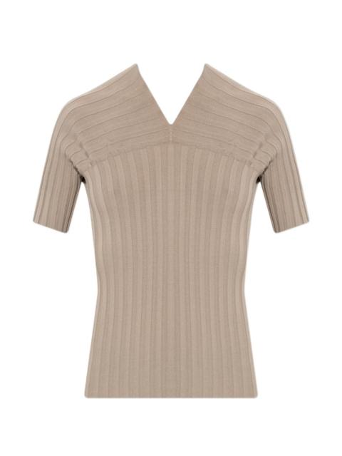 V-neck ribbed top