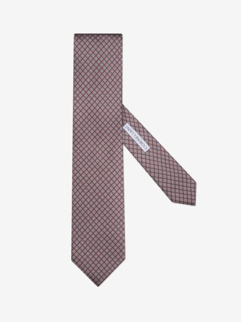 Burgundy pure silk tie with geometric print