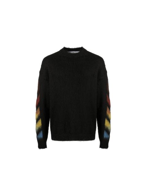 OFF-WHITE Brushed Mohair Diag Stencil Arrows Knit Sweater Black/Rainbow