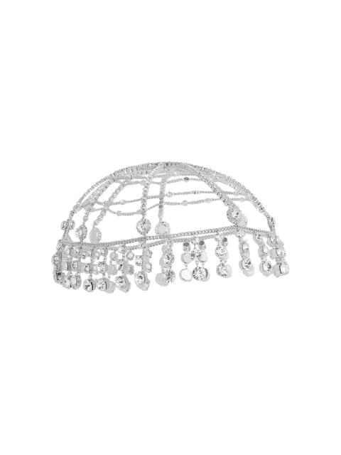 Silver-Tone Crystal Cap metallic