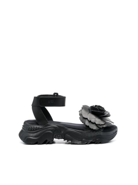 rose-appliqué 60mm leather sandals