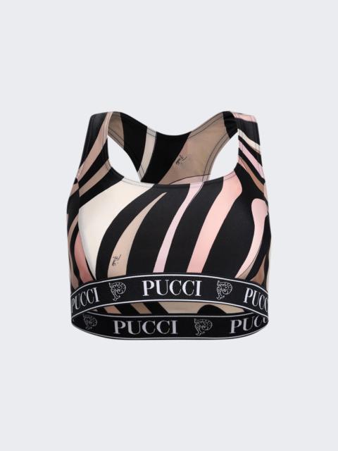 Mamo Print Sports Top Nero And Nude