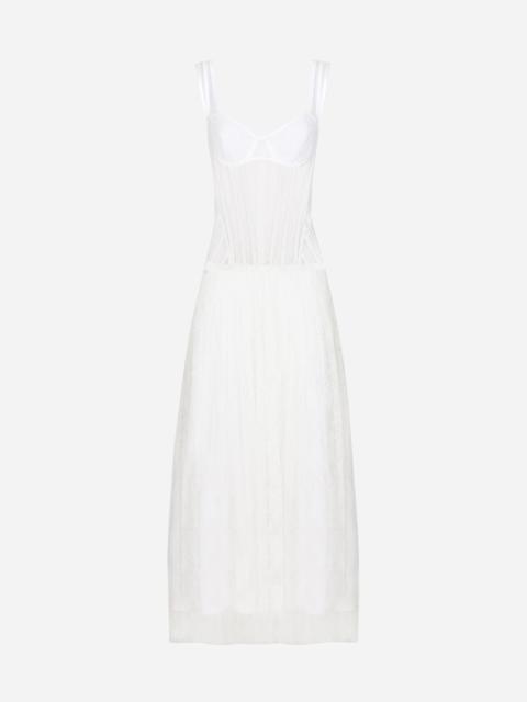 Long lace dress with corset detailing