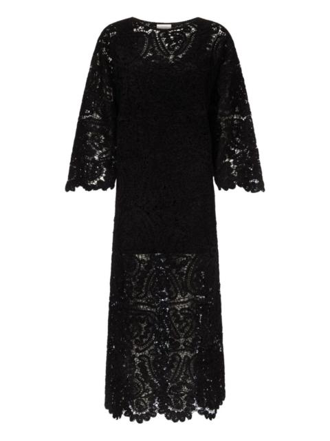 CIKO crochet-pattern bell-sleeve midi dress