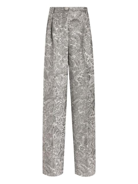 floral-jacquard lamé trousers
