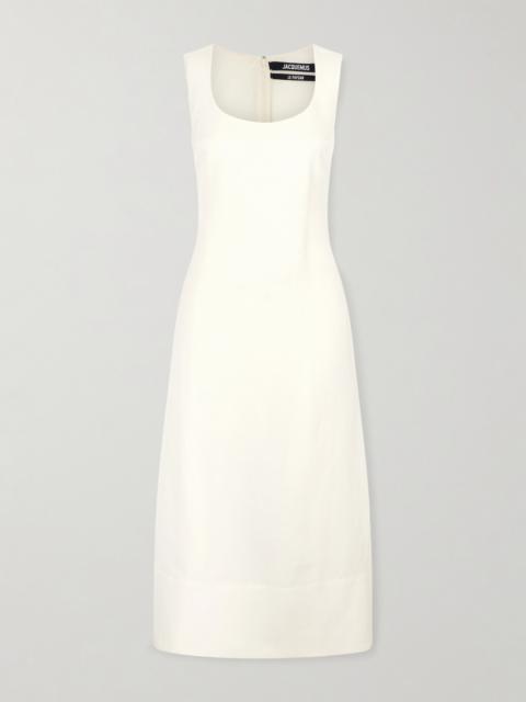 Tablier Linen-blend Midi Dress