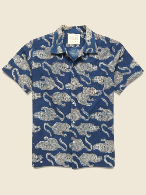 Tiger Block Print Shirt - Blue