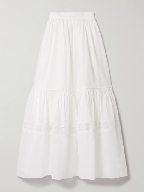 Chant Crochet-trimmed Cotton-voile Maxi Skirt