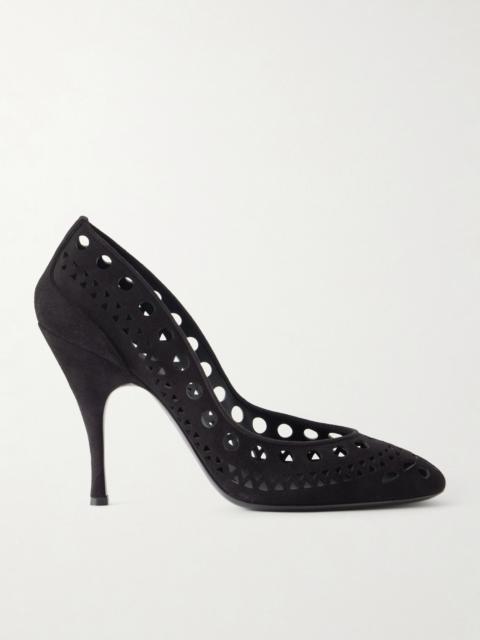 Vienne 100 laser-cut suede pumps Black