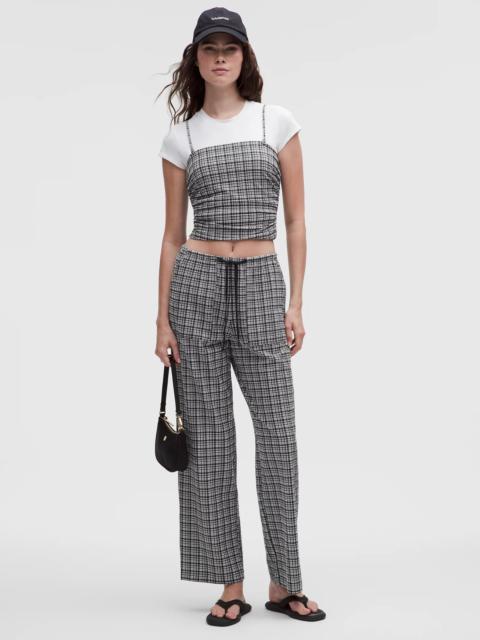 Seersucker Check Mid-Rise Pull-On Pant