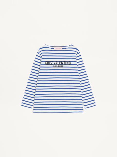 LONG-SLEEVED COTTON T-SHIRT WITH CHEZ VALENTINO PRINT