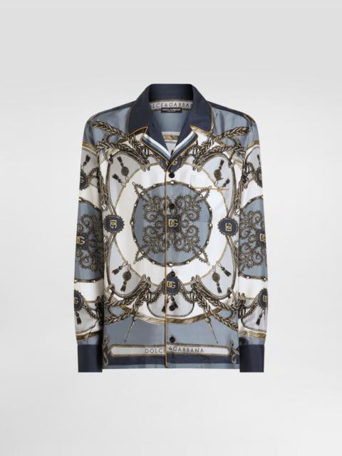 Cargo-print silk twill shirt