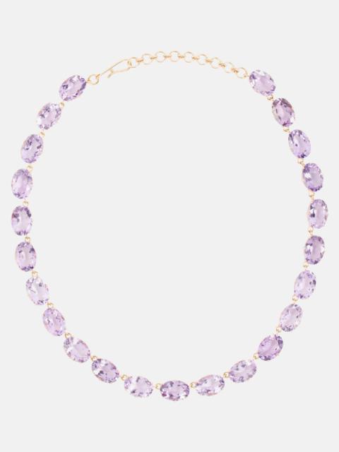 18kt and 14kt gold necklace with amethysts