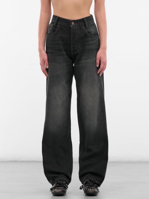 Black Vintage Wash Baggy Jeans