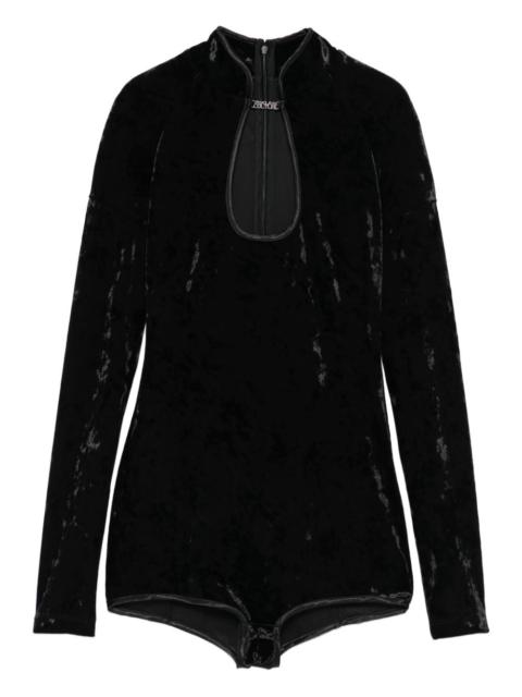 keyhole-neck long-sleeves bodysuit