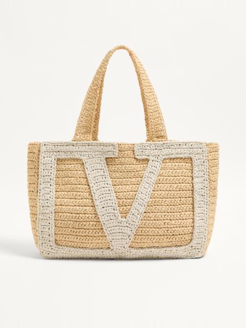 VALENTINO GARAVANI VIVA SUPERSTAR LARGE RAFFIA SHOPPING BAG