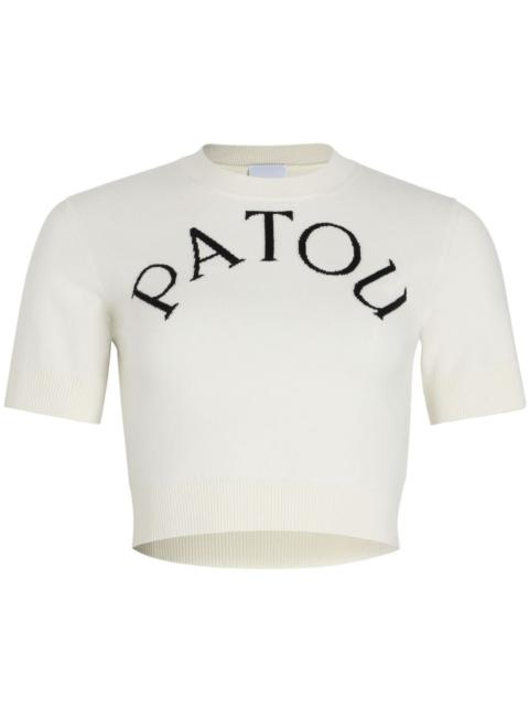 logo-jacquard cropped T-shirt