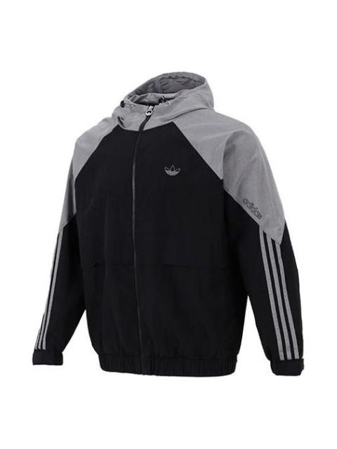 Men's adidas originals Contrasting Colors Raglan Sleeve Woven Hooded Jacket Black HC0328