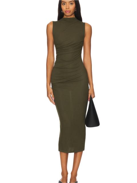 Silk Knit Sleeveless Twist Midi Dress