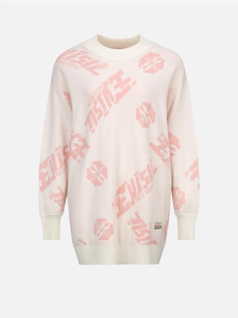 ALLOVER KAMON AND LOGO JACQUARD SWEATER