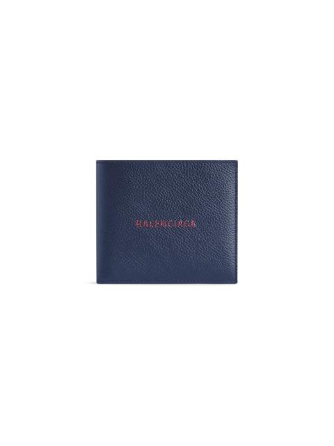 Men's Cash Square Folded Coin Wallet in Navy/burgundy