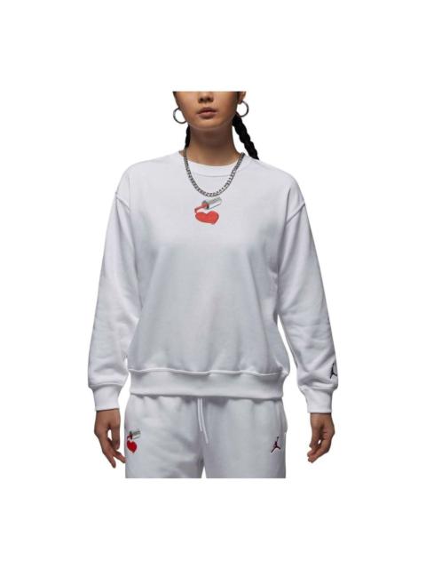 (WMNS) Air Jordan Brooklyn Fleece Crew Neck Sweatshirt Asia Sizing 'White' HV9371-100