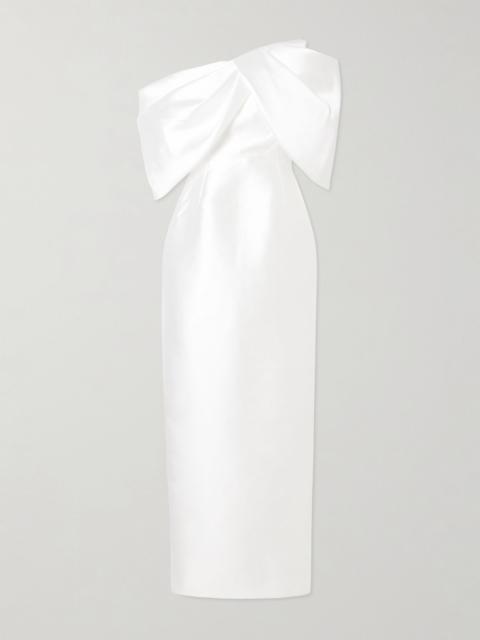 Davina off-the-shoulder draped faille gown Cream