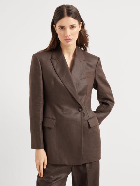 Polished linen twill blazer with monili