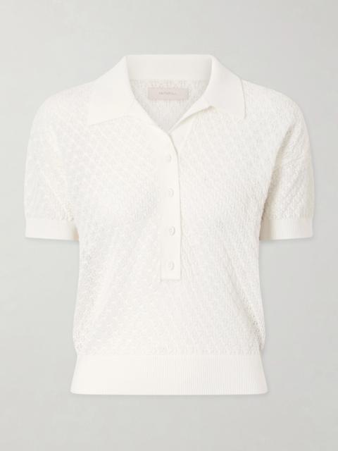 Lenna Pointelle-knit Cotton-blend Polo Shirt