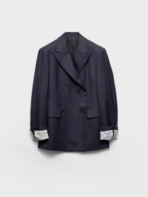 Double-breasted pinstriped wool jacket
