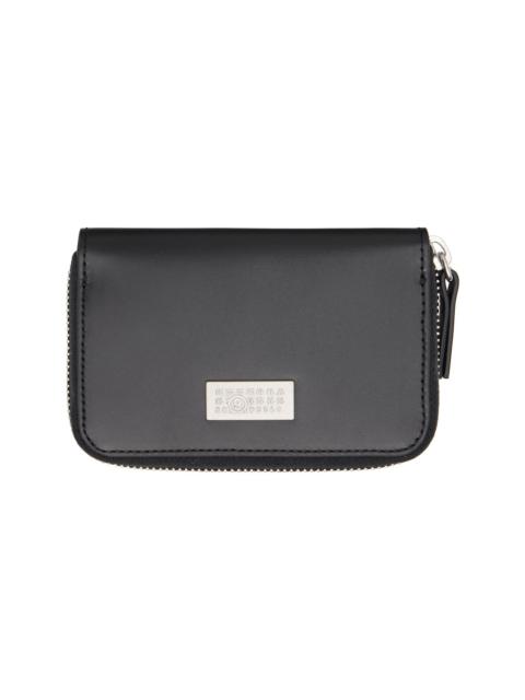 Black Numeric Leather Zip Wallet