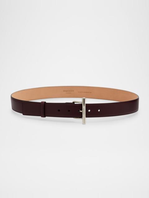 Sling Cross-Bar Buckle Leather Belt