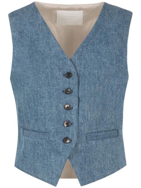 V-neck denim gilet
