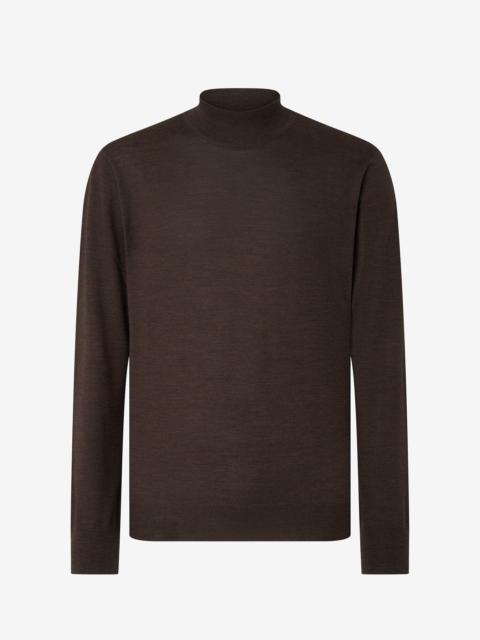 Brown ultra fine 120's wool turtleneck