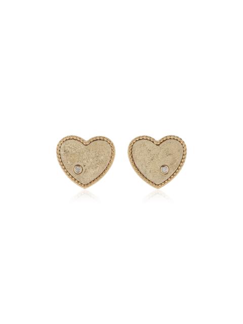 Glittered 9K Yellow Gold Diamond Earrings gold