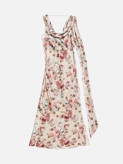 Draped print dress - Multi beige