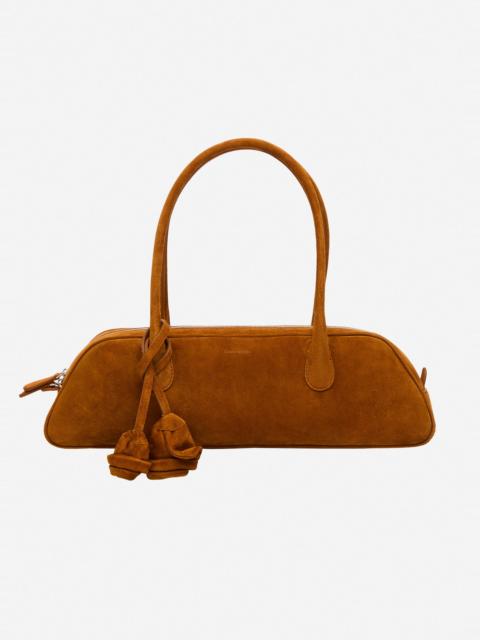 Brigitte trapeze in camel suede with flower charm
