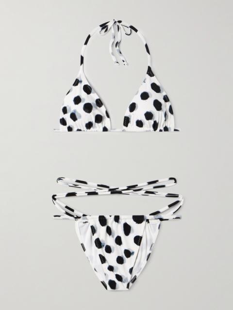 Polka-dot Triangle Halterneck Bikini