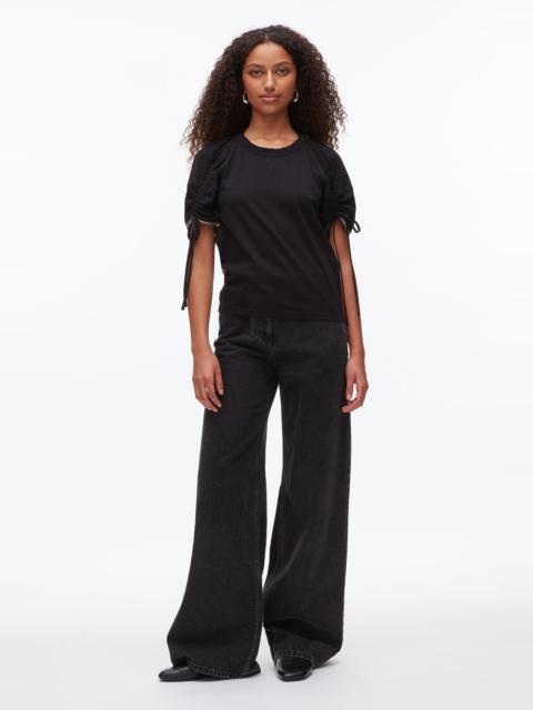 Ruched T-Shirt with Poplin Back