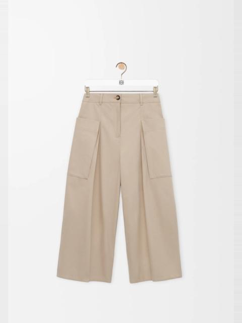 Cropped trousers in cotton and silk