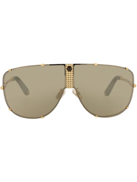 Philipp Plein Aviator-Frame Stainless Steel Sunglasses Gold Gold Gold (SPP075M-69-400G)