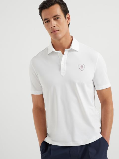 Comfort nylon polo with shirt-style collar and logo